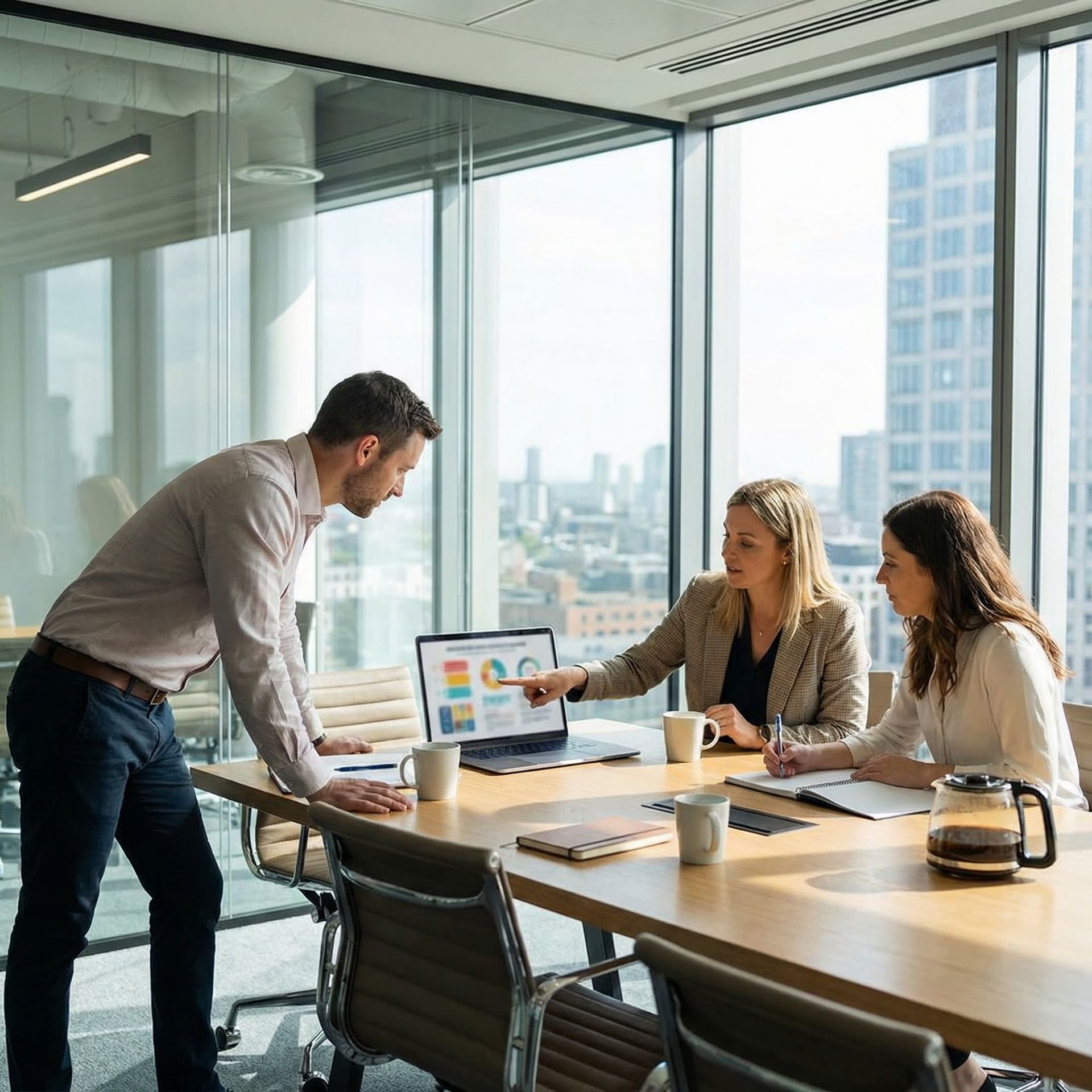 Équipe marketing hôtelier analysant des segments clients