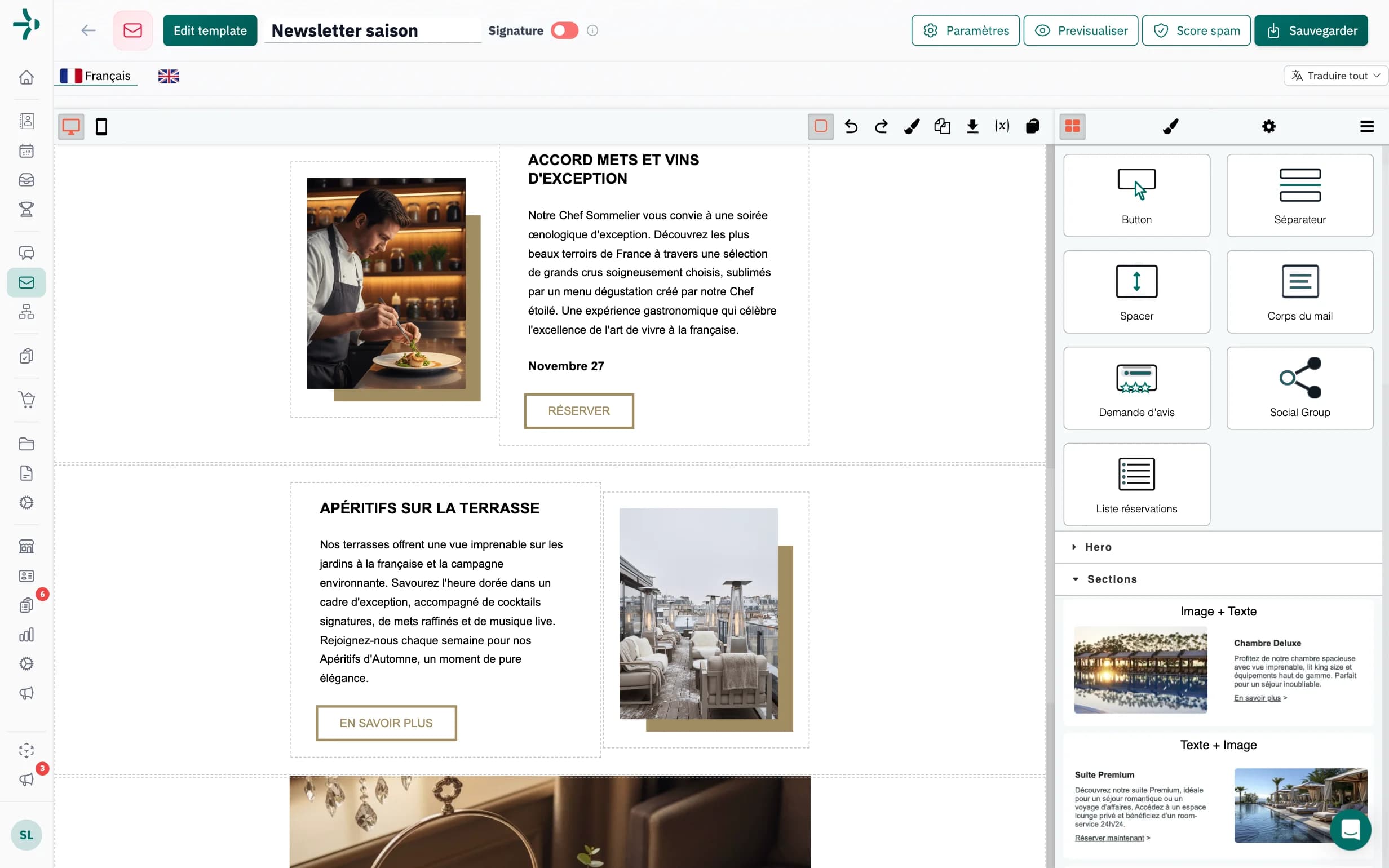 Un email builder pensé pour l'hôtellerie - 0 ligne de code