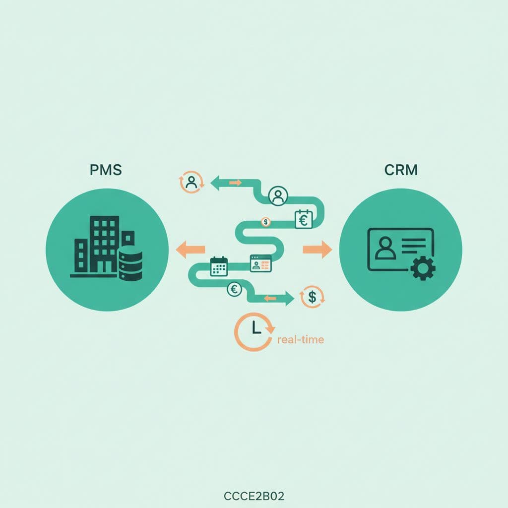Real-time synchronization between a PMS and a hotel CRM